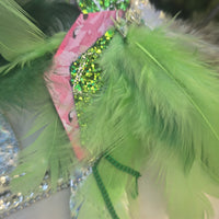 Mia - Green Flamingo Feather Earrings - Shop Moxxc