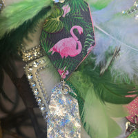 Mia - Green Flamingo Feather Earrings - Shop Moxxc