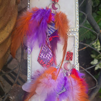 Jodi - Purple Festival Feather Earrings - Shop Moxxc