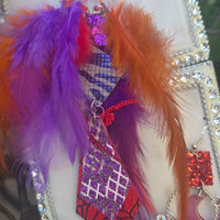 Jodi - Purple Festival Feather Earrings - Shop Moxxc