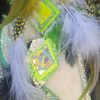 Melanie - Lime Green Festival Feather Earrings - Shop Moxxc