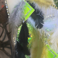 Melanie - Lime Green Festival Feather Earrings - Shop Moxxc