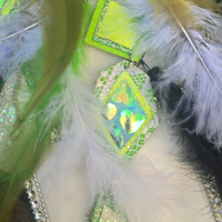 Melanie - Lime Green Festival Feather Earrings - Shop Moxxc