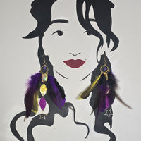 Janis - Sexy Purple Gold Butterfly Feather Earrings - Shop Moxxc