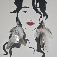 Aleth - White Boho Feather Earrings - Shop Moxxc