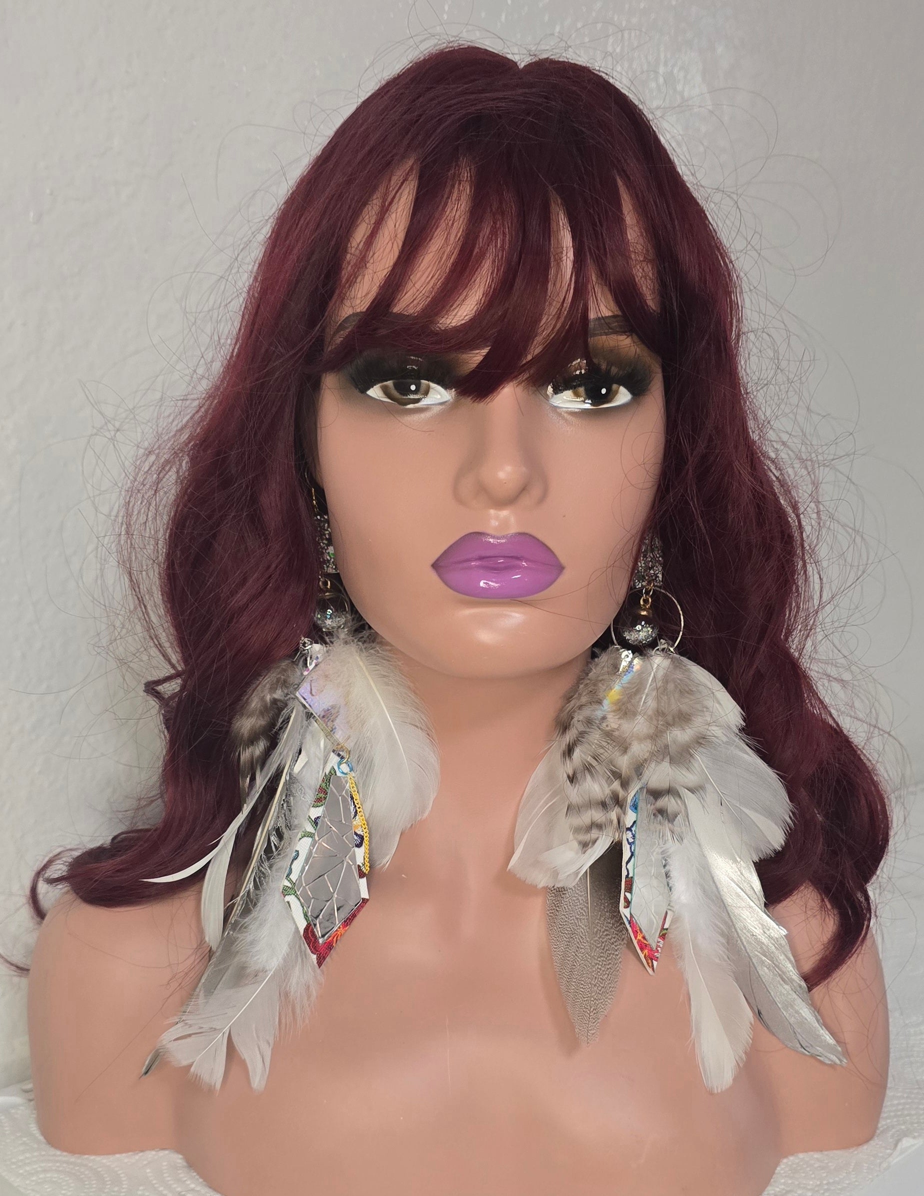 Aleth - White Boho Feather Earrings - Shop Moxxc