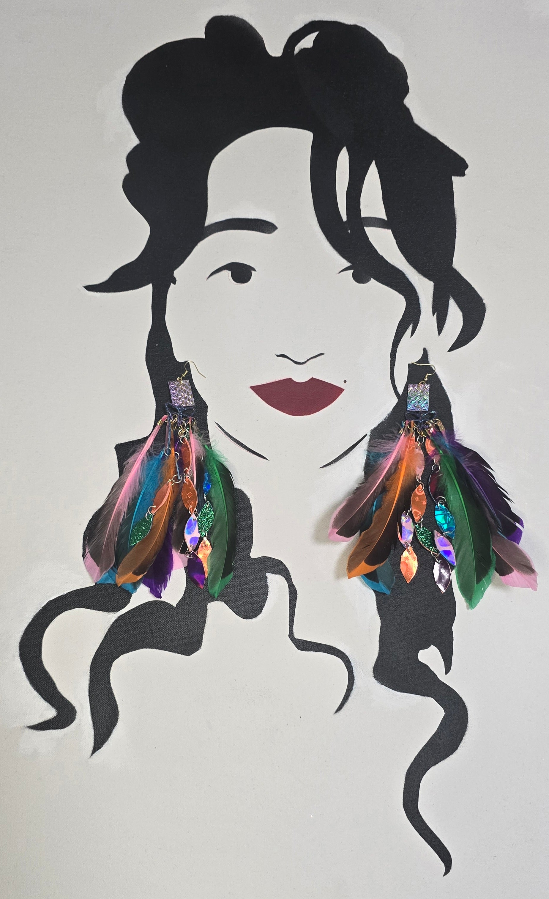 Kayla - Multicolored Butterfly Feather Earrings - Shop Moxxc