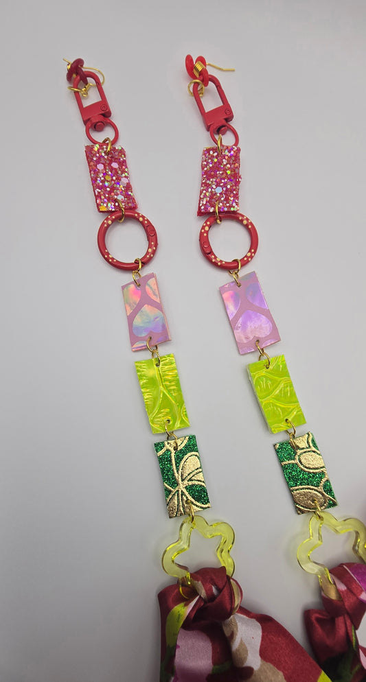 Marilyn - Red Flower Scarf Eyewear Chain - Shop Moxxc