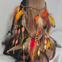 Charlene - Orange Feather Hair Jewelry Headpiece - Shop Moxxc