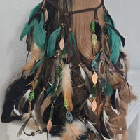 Suzanne - Green Feather Hair Jewelry Headpiece - Shop Moxxc