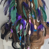 Courtney - Purple Long Feather Hair Jewelry Headpiece - Shop Moxxc