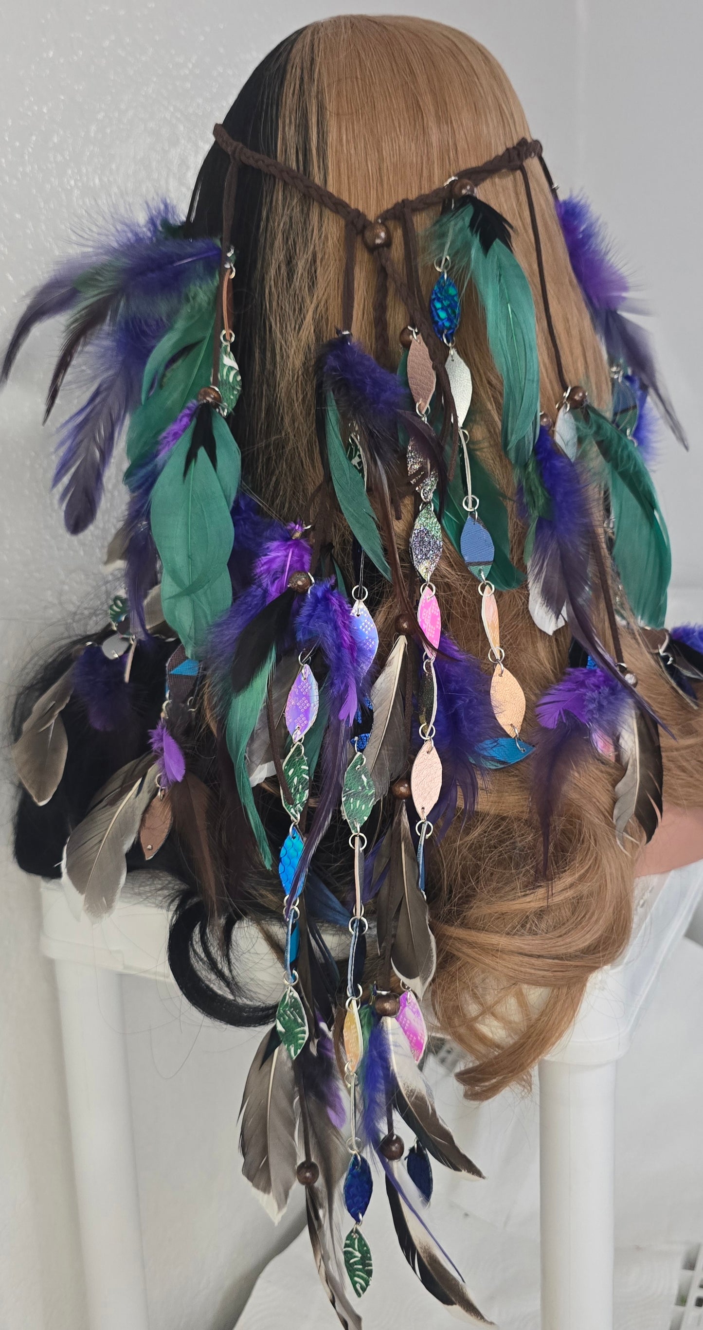 Courtney - Purple Long Feather Hair Jewelry Headpiece - Shop Moxxc