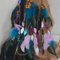 Kirsten - Blue Feather Hair Jewelry Headpiece - Shop Moxxc