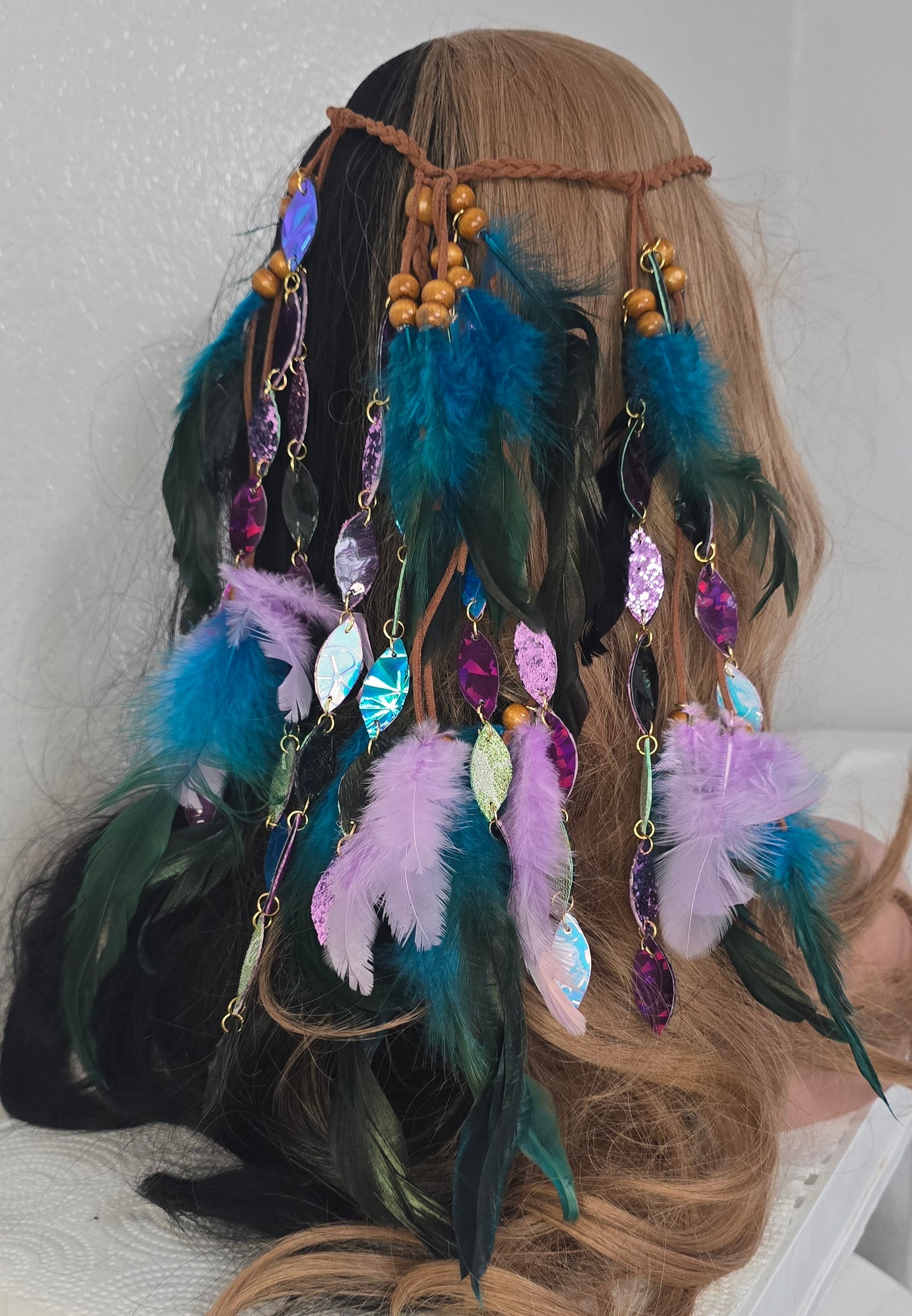 Kirsten - Blue Feather Hair Jewelry Headpiece - Shop Moxxc