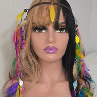 Jamie - Multicolored Long Feather Hair Jewelry Headpiece - Shop Moxxc