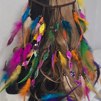 Jamie - Multicolored Long Feather Hair Jewelry Headpiece - Shop Moxxc