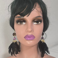 Debbie - Neutral Short Feather Earrings - Shop Moxxc