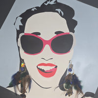 Shari - Blue Feather Dangle Earrings - Shop Moxxc