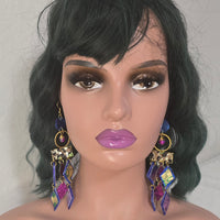 Karen - Multicolored Blue Diamond Chandelier Earrings - Shop Moxxc