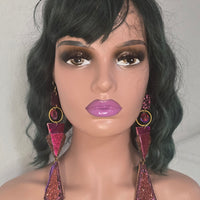 Eleanor - Purple Geometric Glittery Long Dangle Earrings - Shop Moxxc
