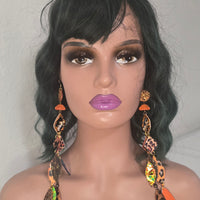 Brandi - Orange Animal Print Long Dangle Earrings - Shop Moxxc