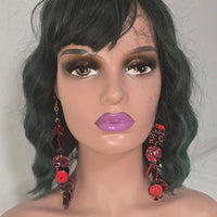Isabel - Red Round Dangle Earrings - Shop Moxxc