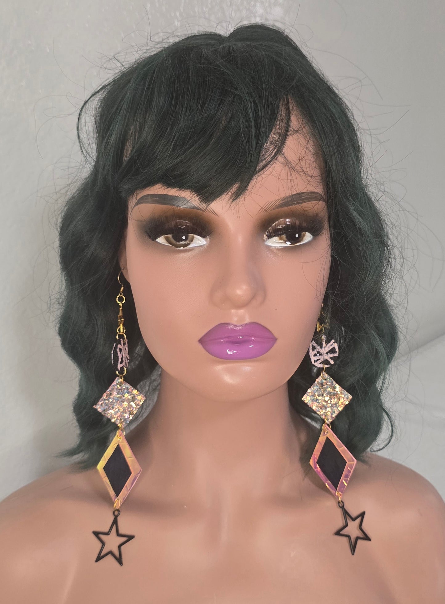 Kelly - Pink Star Ling Dangle Earrings - Shop Moxxc