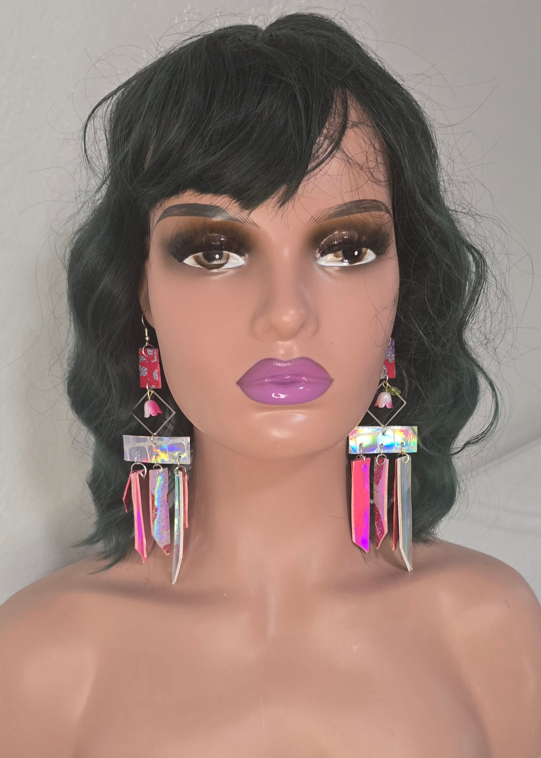 Valarie - Red Pink Fringe Earrings - Shop Moxxc