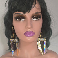 Morgan - Neutral Shimmery Fringe Earrings - Shop Moxxc