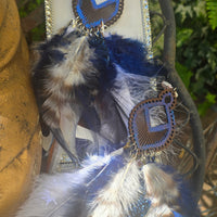 Shelly - Boho Festival Blue Feather Earrings - Shop Moxxc