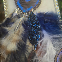 Shelly - Boho Festival Blue Feather Earrings - Shop Moxxc