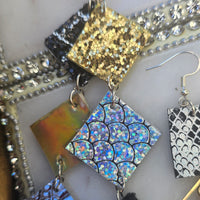 Ashley - Neutral Sparkly Long Dangle Earrings - Shop Moxxc