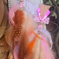 Gloria - Pink Statement Feather Earrings - Shop Moxxc