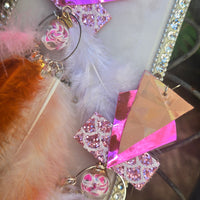 Gloria - Pink Statement Feather Earrings - Shop Moxxc