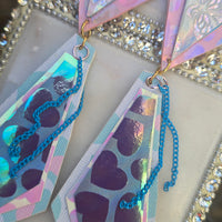 Caroline - Pastel Iridescent Geometric Long Dangle Earrings - Shop Moxxc