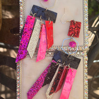 Hannah - Red Glittery Fringe Earrings - Shop Moxxc