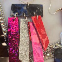 Hannah - Red Glittery Fringe Earrings - Shop Moxxc