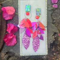 Amanda - Hot Pink Multicolored Teardrop Chandelier Earrings