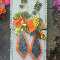 Charity - Orange Leaf Dangle Earrings