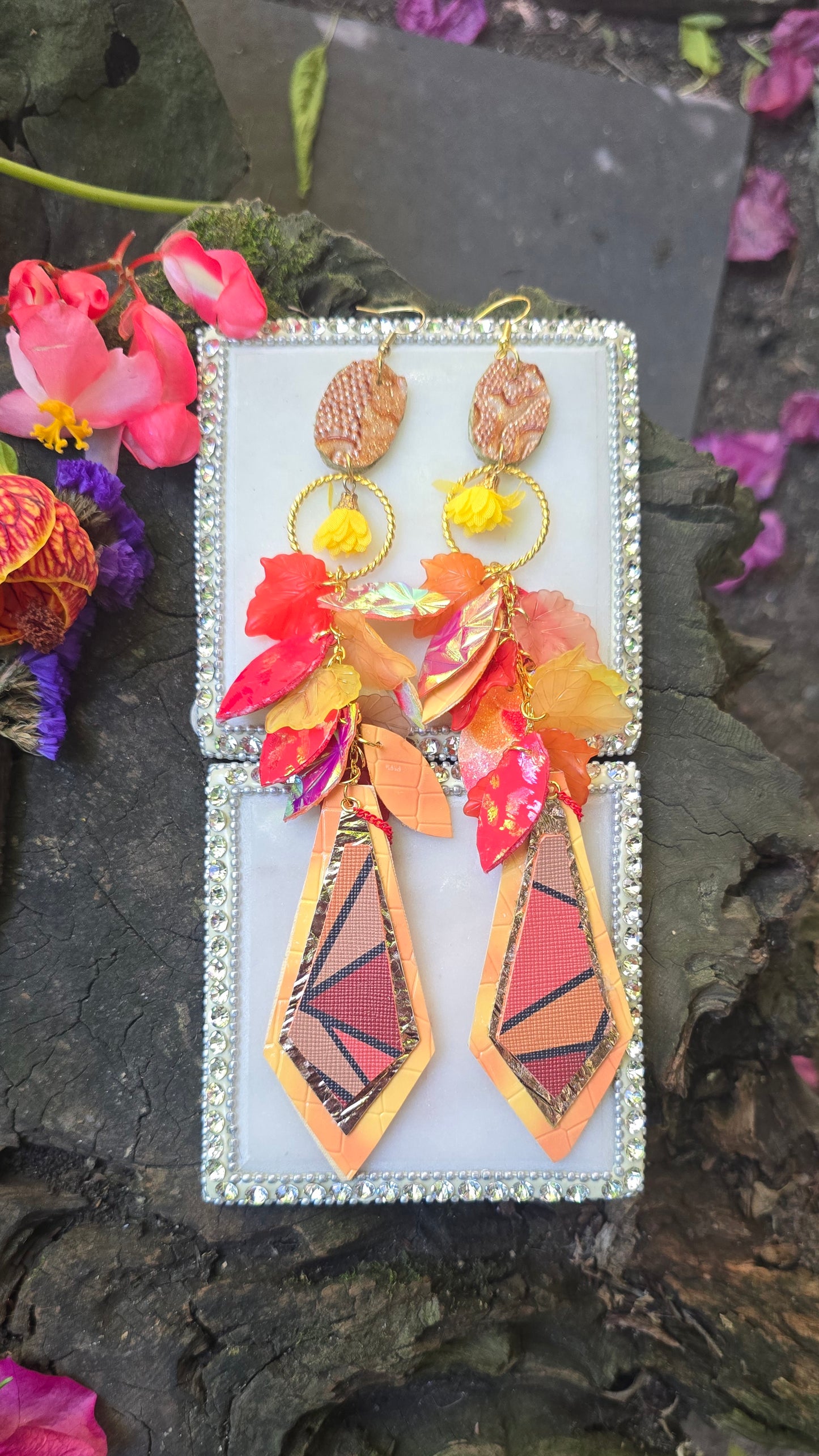 Autumn - Fall Colorful Multicolored Teardrop Earrings