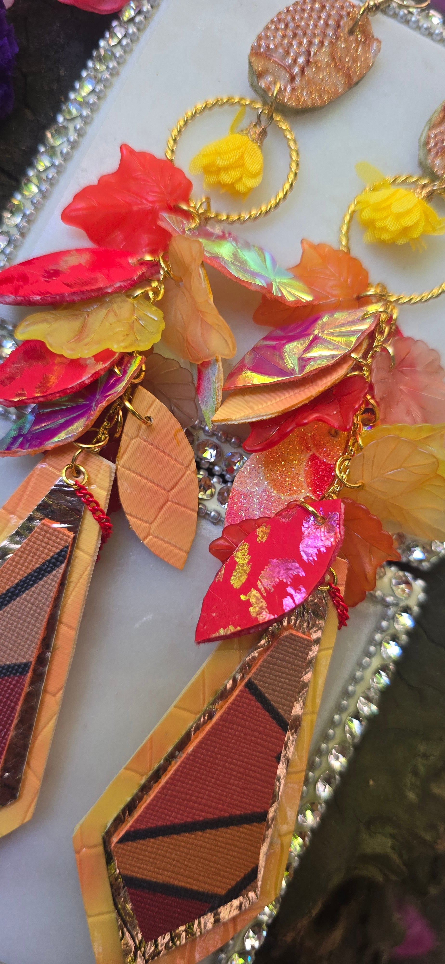 Autumn - Fall Colorful Multicolored Teardrop Earrings