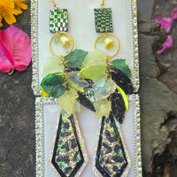 Paige - Green Teardrop Chandelier Earrings