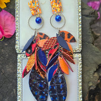 Mikayla - Blue Orange Teardrop Chandelier Earrings