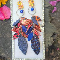 Mikayla - Blue Orange Teardrop Chandelier Earrings