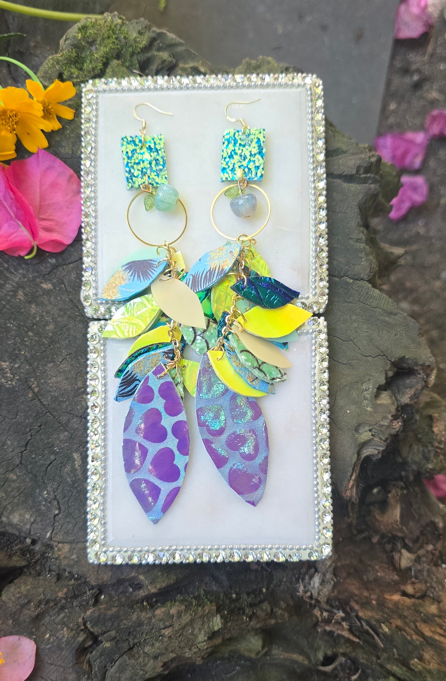 Lisa - Purple Pastel Teardrop Chandelier Earrings