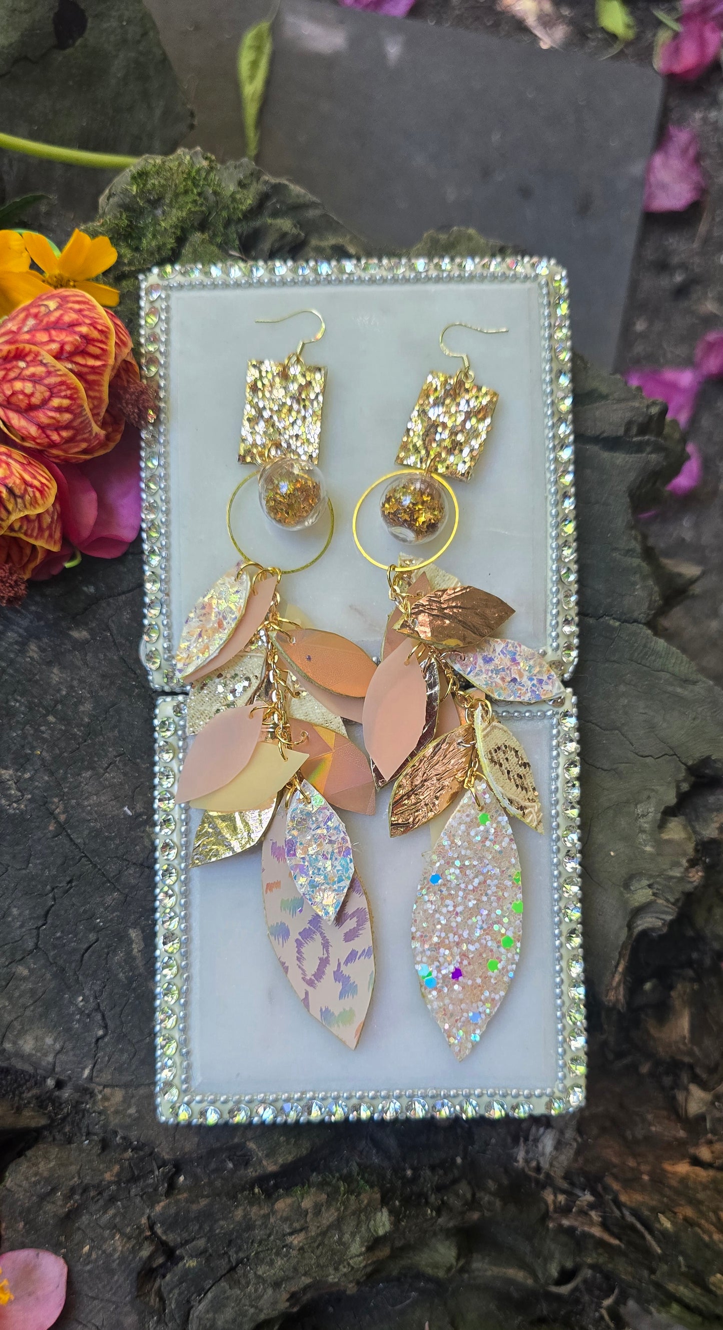 Brandi - Neutral Animal Print Chandelier Teardrop Earrings