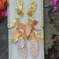 Brandi - Neutral Animal Print Chandelier Teardrop Earrings