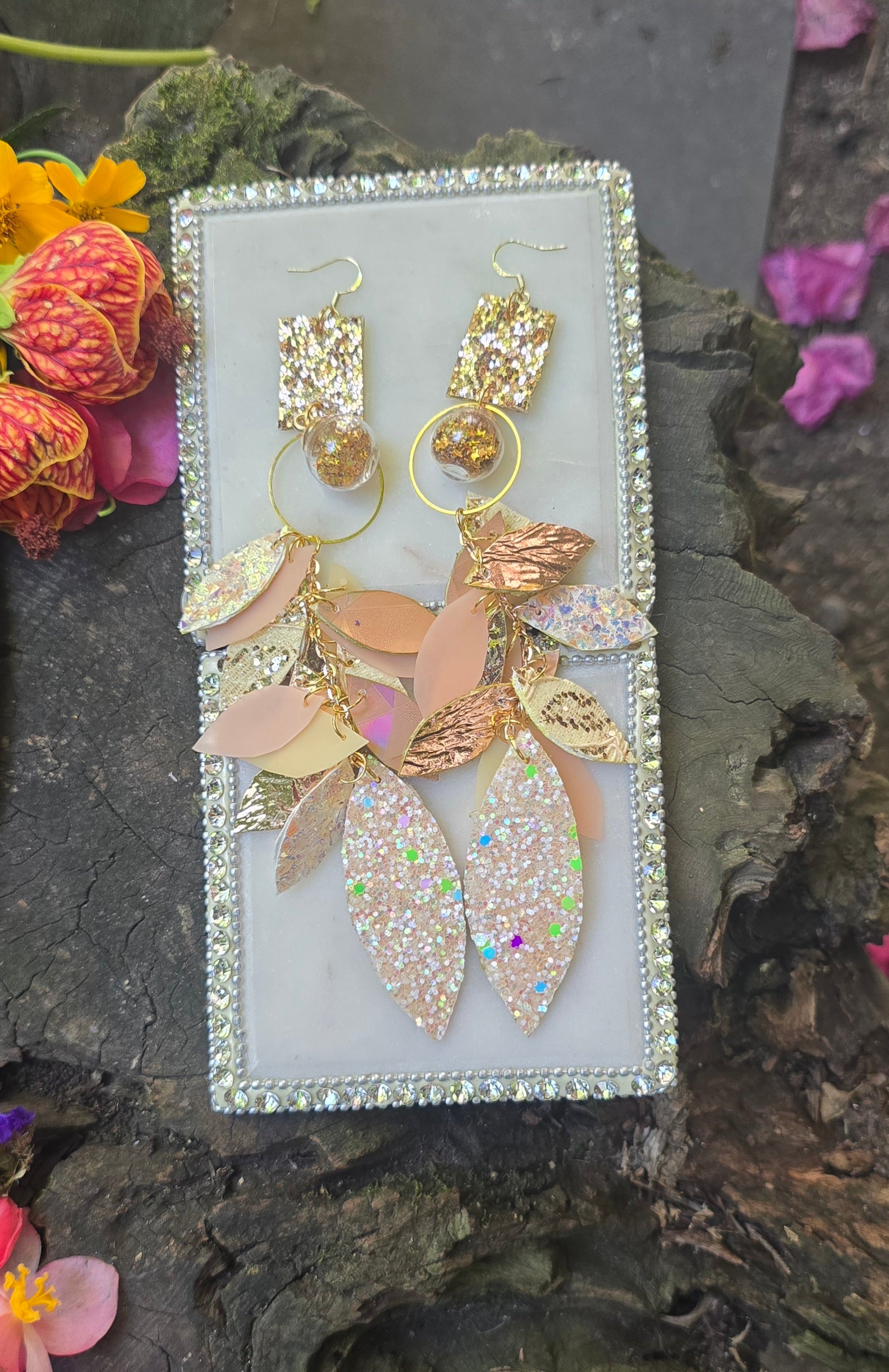 Brandi - Neutral Animal Print Chandelier Teardrop Earrings