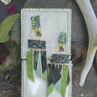 Ruth - Green Glittery Fringe Earrings