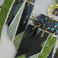 Ruth - Green Glittery Fringe Earrings